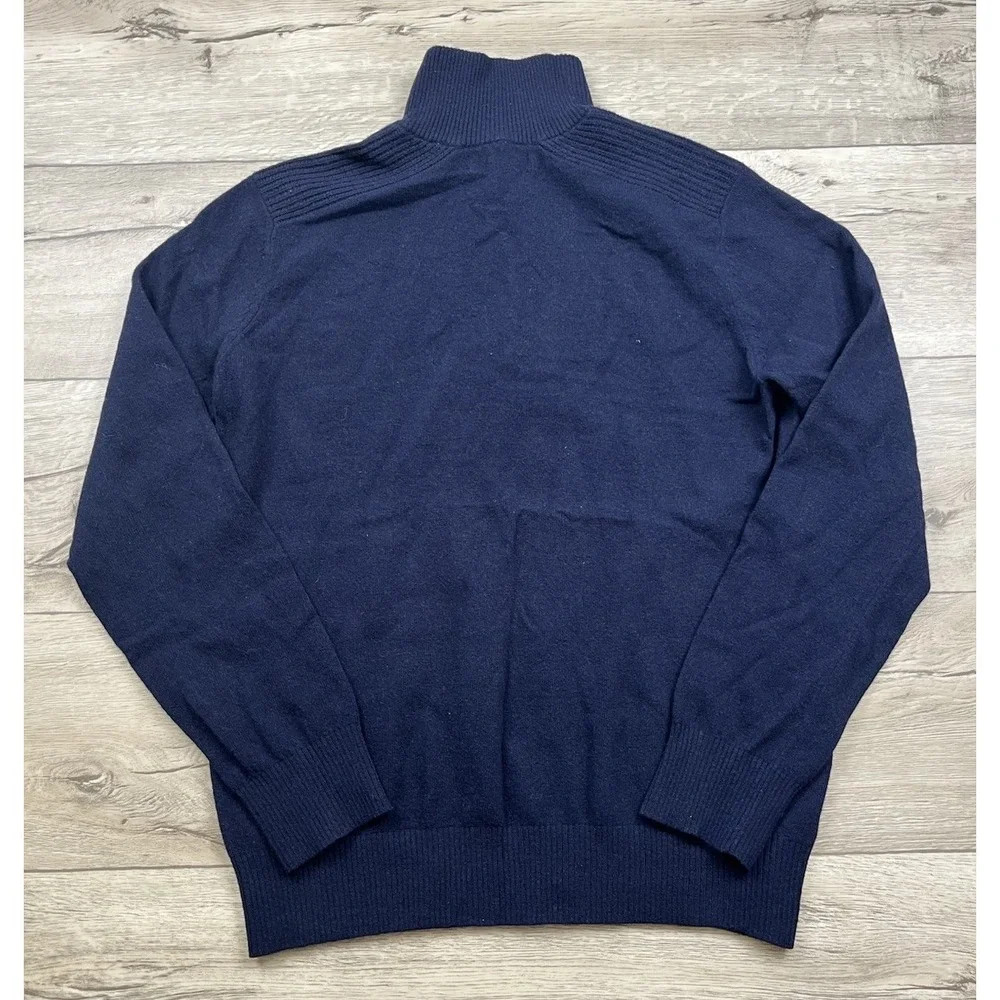 Banana Republic Sweater Men's Large Blue Italian Yarn Merino Wool 1/4 Zip Button